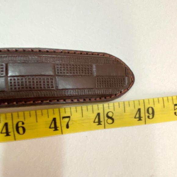 Mens Belt Xl Waist Brown Textured Pattern Genuine Leather - Picture 8 of 11